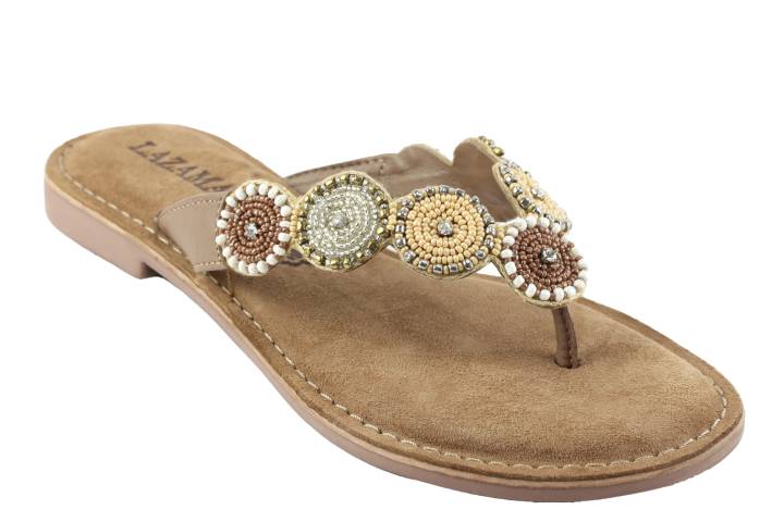 Dames  Slippers Lazamani 75451.Beige. Direct leverbaar uit de webshop van Reese Schoenmode.