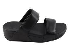 Dames  Slippers Fitflop Lullu Slides.All Black. Direct leverbaar uit de webshop van Reese Schoenmode.